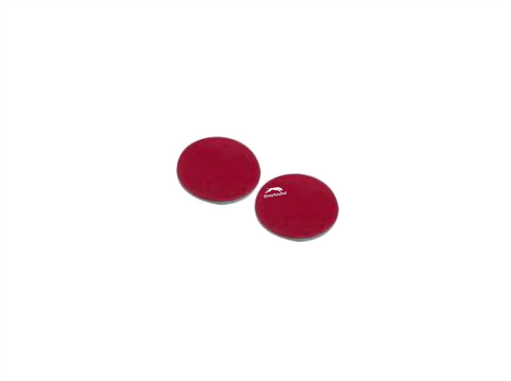Picture of Clear PTFE/Dark Red Silicone Ultra High Temperature Septa (300°C), 20mm x 3mm, (Shore A 45)
